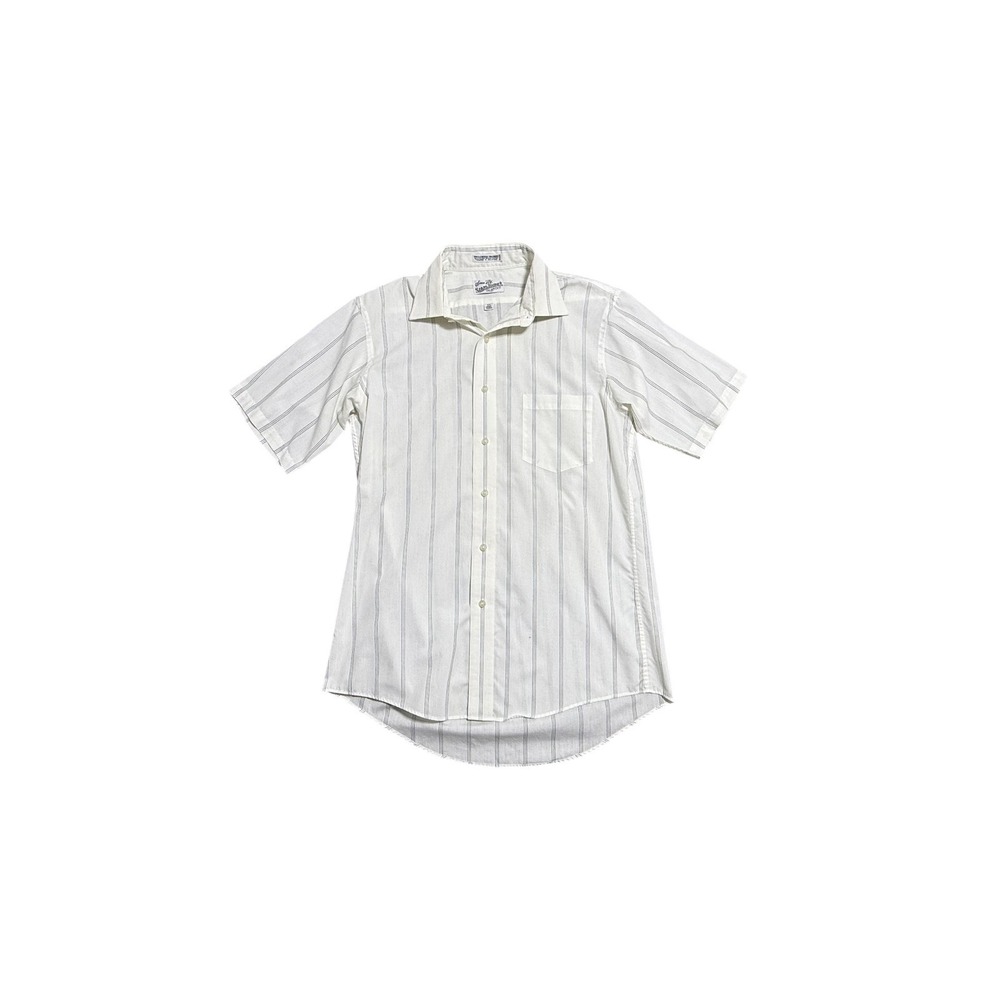 Vintage Sears Roebuck‎ & Co Dress Shirt Mens 15.5 White Stripe Short Sleeve